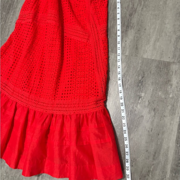 J. Crew Red Eyelet Lace Flora Mini Dress Size 14 - Picture 7 of 8
